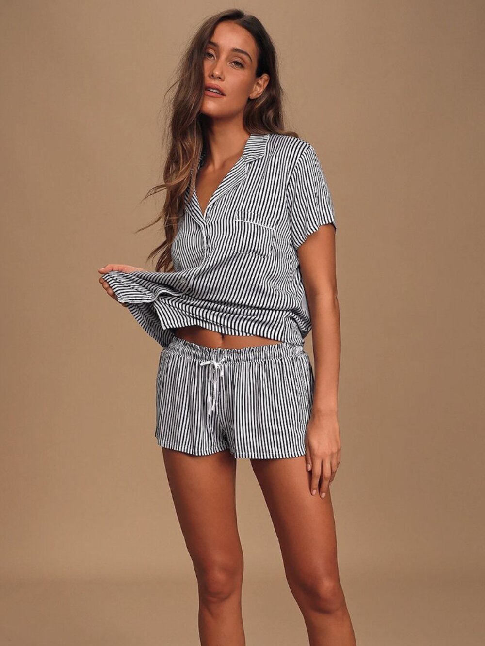 Splendid Heavenly Navy Blue and White Striped Pajama Set